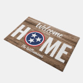 Tennessee Welcome Zuhause Red White Blue Wood TN F Fußmatte (Schrägansicht)