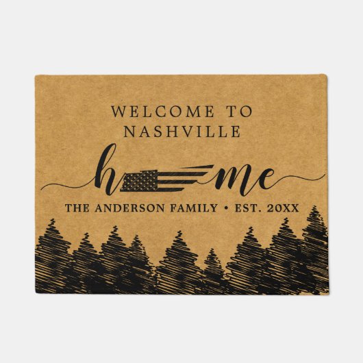 Tennessee Zuhause Map USA Flag Minimalistischer Em Fußmatte (Vorderseite)