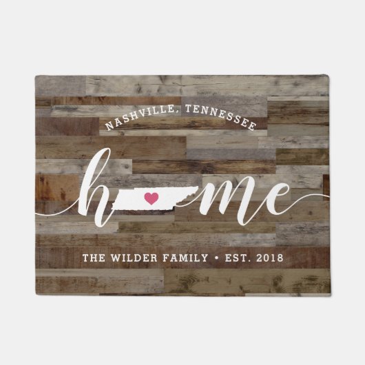 Tennessee Zuhause Staat Personalisierte Holzsicht Fußmatte (Vorderseite)