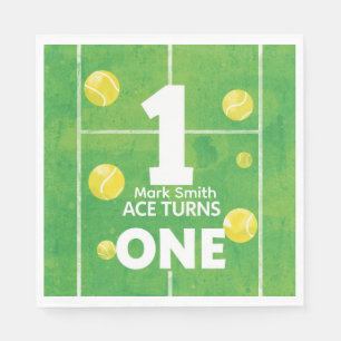 Tennis 1. Geburtstag auf dem Court Serviette
