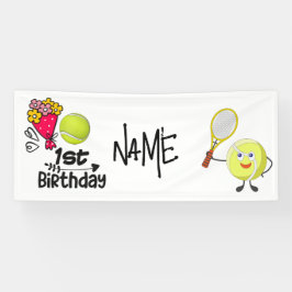 Tennis 1. Geburtstag Ball und Racket mit Namen Banner