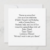 Tennis 1. Geburtstag für Jung Save The Date (Rückseite)