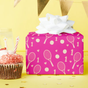 Tennis 1. Geburtstag für Mädchen in Rosa Geschenkpapier