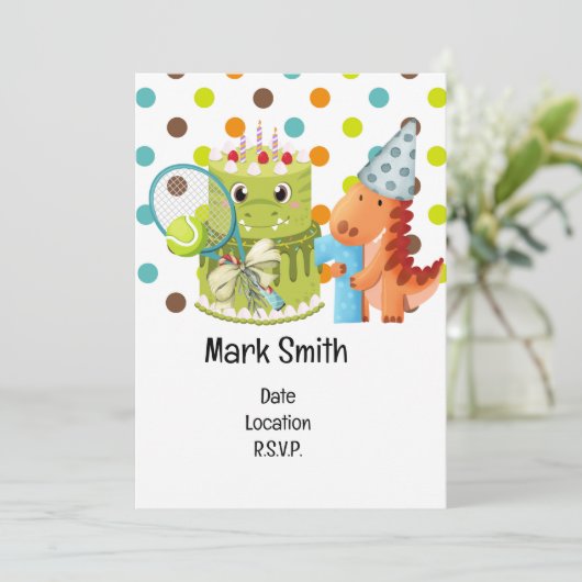 Tennis 1. Geburtstag Party Einladung (Stehend Vorderseite)