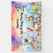 Tennis 1. Geburtstag Party für Hunde Lover Banner (Vertikal)