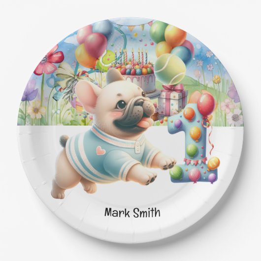 Tennis 1. Geburtstag Party für Hunde Lover Pappteller (Vorderseite)