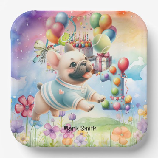 Tennis 1. Geburtstag Party für Hunde Lover Pappteller (Vorderseite)