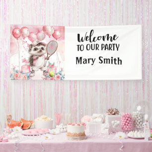 Tennis 1. Geburtstag, Rosa Geburtstagsthema Banner