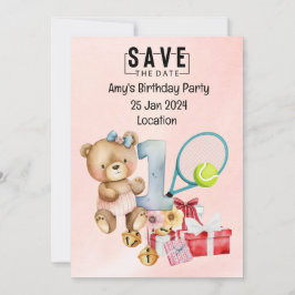 Tennis 1. Geburtstag Save the Date für Party Einladung