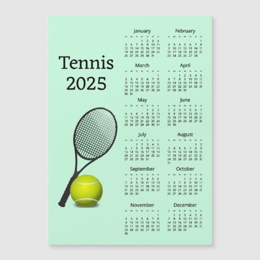 Tennis 2025 Kalender Magnetkarte (Vorderseite)