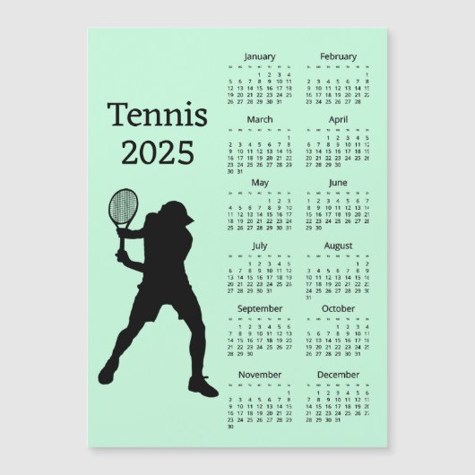 Tennis 2025 Kalender Magnetkarte (Vorderseite)