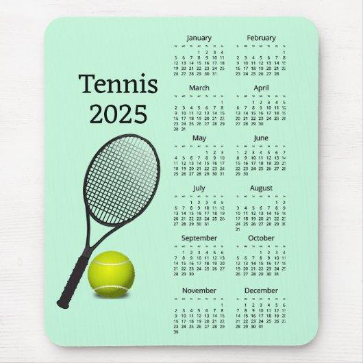 Tennis 2025 Kalender Mousepad (Vorne)