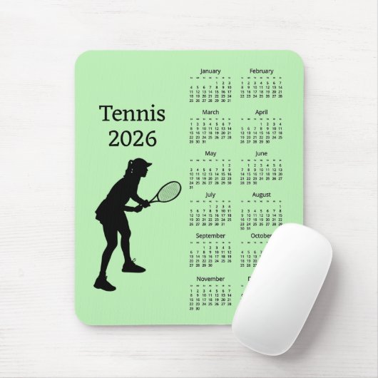 Tennis 2026 Calendar Mousepad (Mit Mouse)