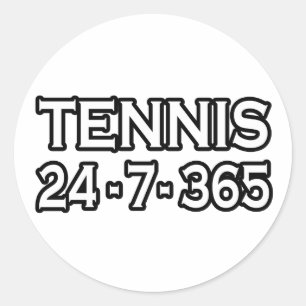 Tennis 24-7-365 runder aufkleber
