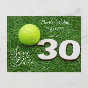 Tennis 30. Geburtstag Einladung zur Vorabankündigu Postkarte