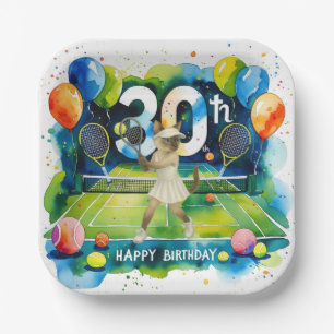 Tennis 30. Geburtstag für siamesische Katzen-Liebh Pappteller