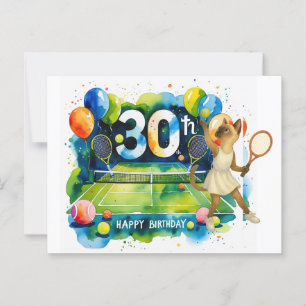 Tennis 30. Geburtstag für Siamkatzenliebhaber Postkarte