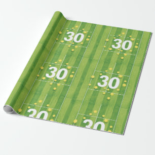 Tennis 30. Geburtstag mit Bällen auf dem Spielfeld Geschenkpapier