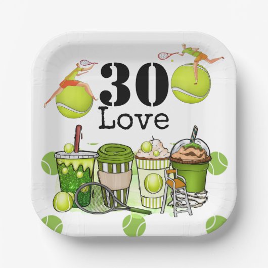 Tennis 30. Geburtstag Tennisball Liebe Pappteller (Vorderseite)