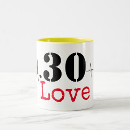 Tennis 30. Geburtstag Tennisball und Liebe Nummer Zweifarbige Tasse