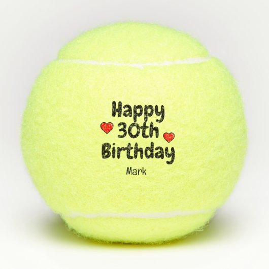 Tennis 30. Geburtstag Tennisbälle (Vorderseite)