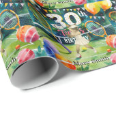 Tennis 30. Geburtstag Thema für siamesische Katzen Geschenkpapier (Rolleneckpunkt)