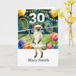 Tennis 30. Geburtstag Thema für siamesische Katzen Karte