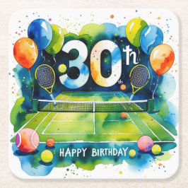 Tennis 30. Geburtstag Thema Rechteckiger Pappuntersetzer
