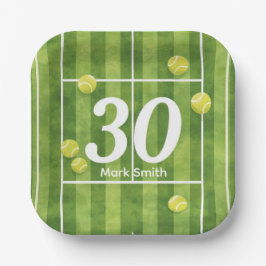 Tennis 30th Birthday Balls on the court Pappteller