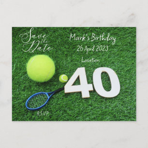 Tennis 40. Geburtstag Einladung zur Vorabanzeige Postkarte