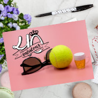 Tennis 40. Geburtstag mit Ball und Bier auf Pink
