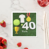 Tennis 40. Geburtstag mit Tennisball auf Grün Serviette (Beispiel)