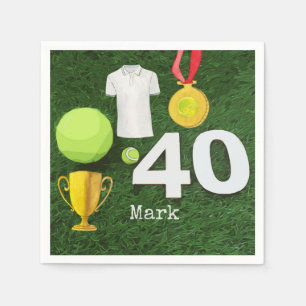 Tennis 40. Geburtstag mit Tennisball auf Grün Serviette
