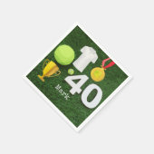 Tennis 40. Geburtstag mit Tennisball auf Grün Serviette (Ecke)