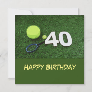 Tennis 40. Geburtstag mit Tennisball auf grünem Au Karte