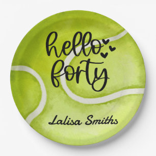 Tennis 40. Geburtstags-Plattenspieler Party Pappteller