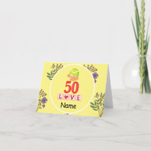 Tennis 50. Geburtstag auf Tennisball für Spieler Karte