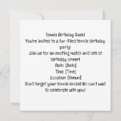 Tennis 50. Geburtstag für Cat Lovers Einladung (Rückseite)