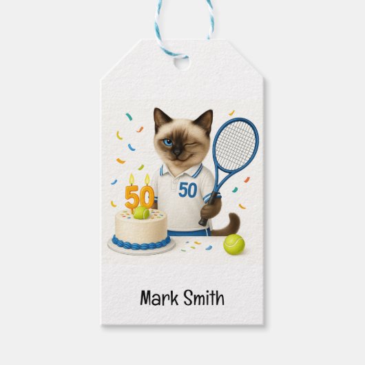 Tennis 50. Geburtstag für Cat Lovers Geschenkanhänger (Vorderseite)