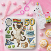 Tennis 50. Geburtstag für Cat Lovers Pappteller (Party)
