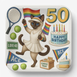 Tennis 50. Geburtstag für Cat Lovers Pappteller