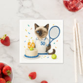 Tennis 50. Geburtstag für Cat Lovers Serviette (Beispiel)