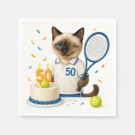 Tennis 50. Geburtstag für Cat Lovers Serviette