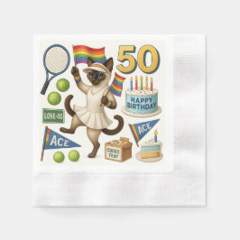 Tennis 50. Geburtstag für Cat Lovers Serviette