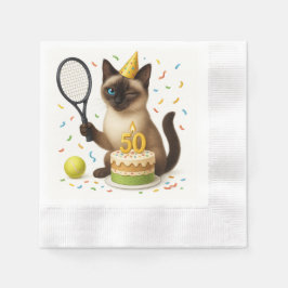 Tennis 50. Geburtstag für Cat Lovers Serviette