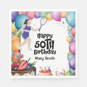 Tennis 50. Geburtstag für den weiblichen Spieler N Serviette