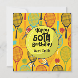Tennis 50. Geburtstag mit Namen auf Racket Thema