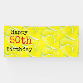Tennis 50. Geburtstag mit Tennisball und Nummer Banner