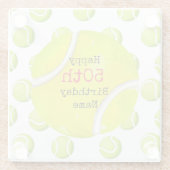 Tennis 50. Geburtstag mit Tennisball und Nummer Glasuntersetzer (Rückseite)