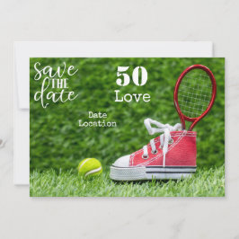 Tennis 50. Geburtstag Save the Date Einladung